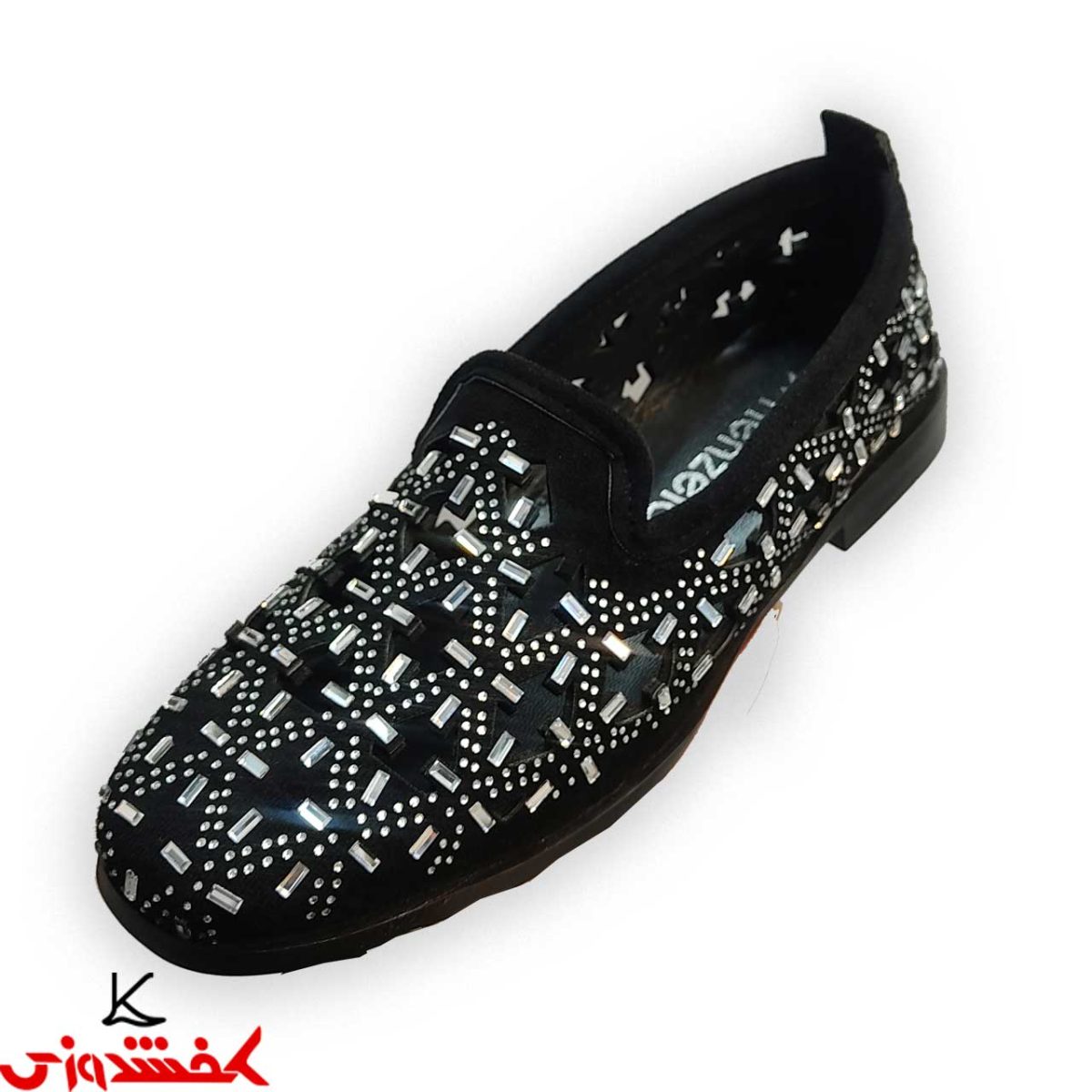 کفش زنانه گیپوری وفاق نگین سفید